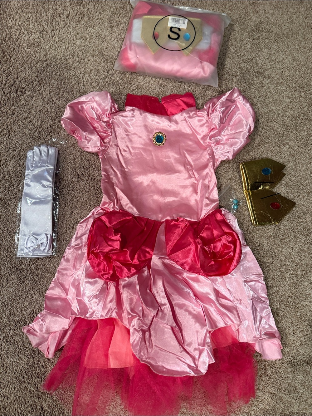 Pink Princess Kids Costume Dress with Accessories